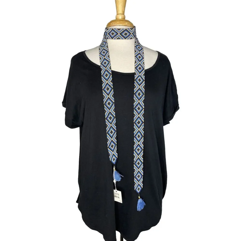 SHIRALEAH New Multicolor Beaded Pia Necktie Necklace Native Southwest Black Blue